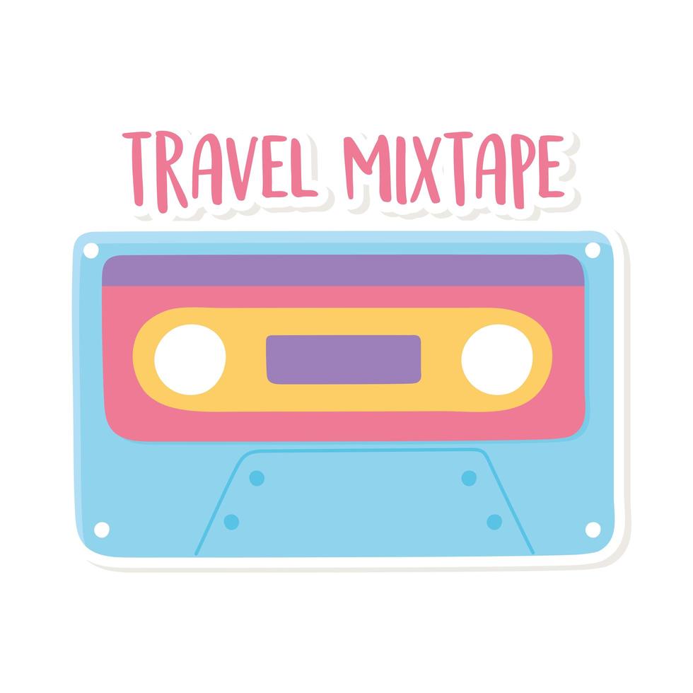 cassette retro decoratie cartoon stijl sticker witte achtergrond vector