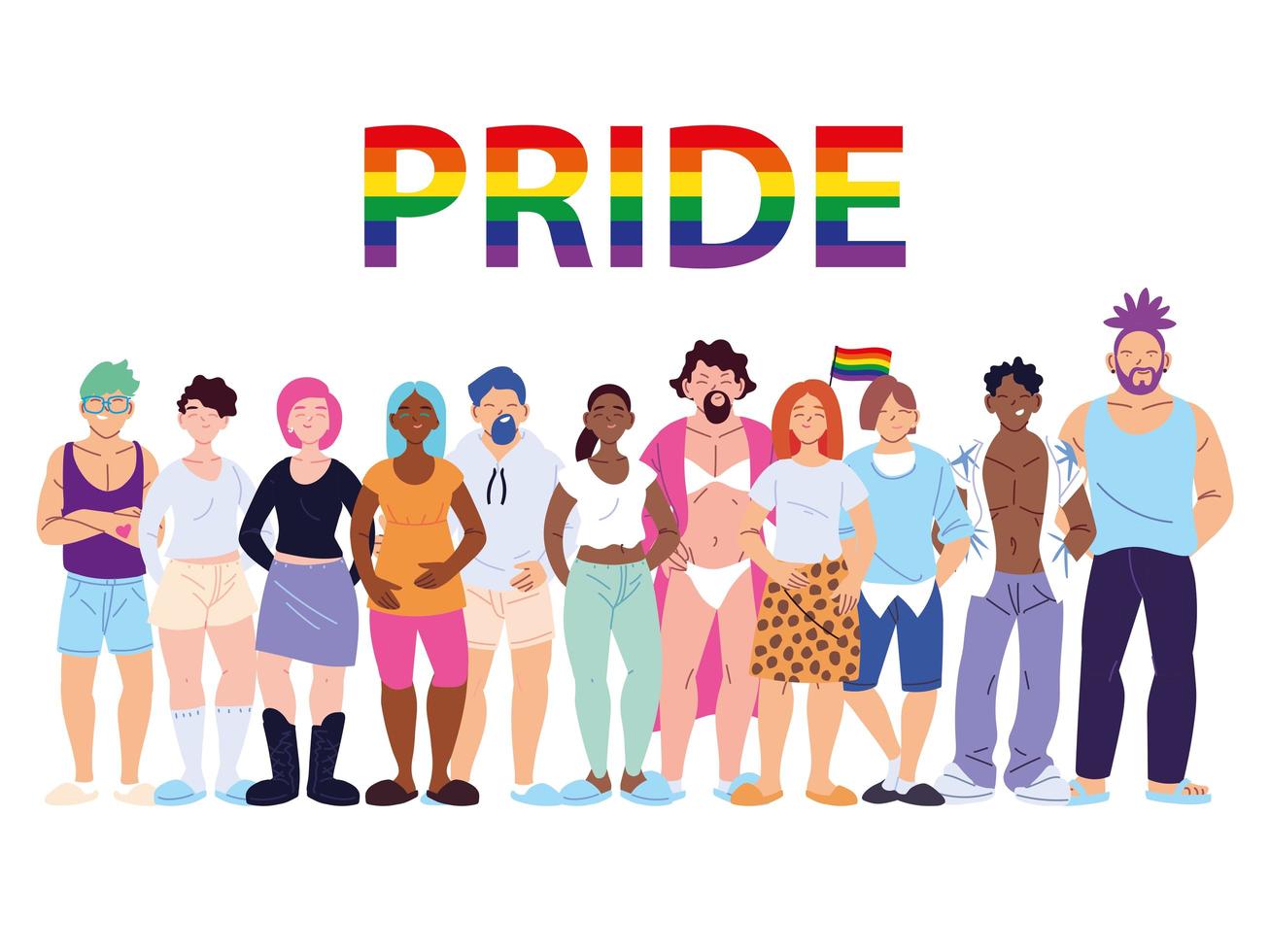 groep mensen met lgbtq gay pride-symbool, gelijkheid en homorechten vector
