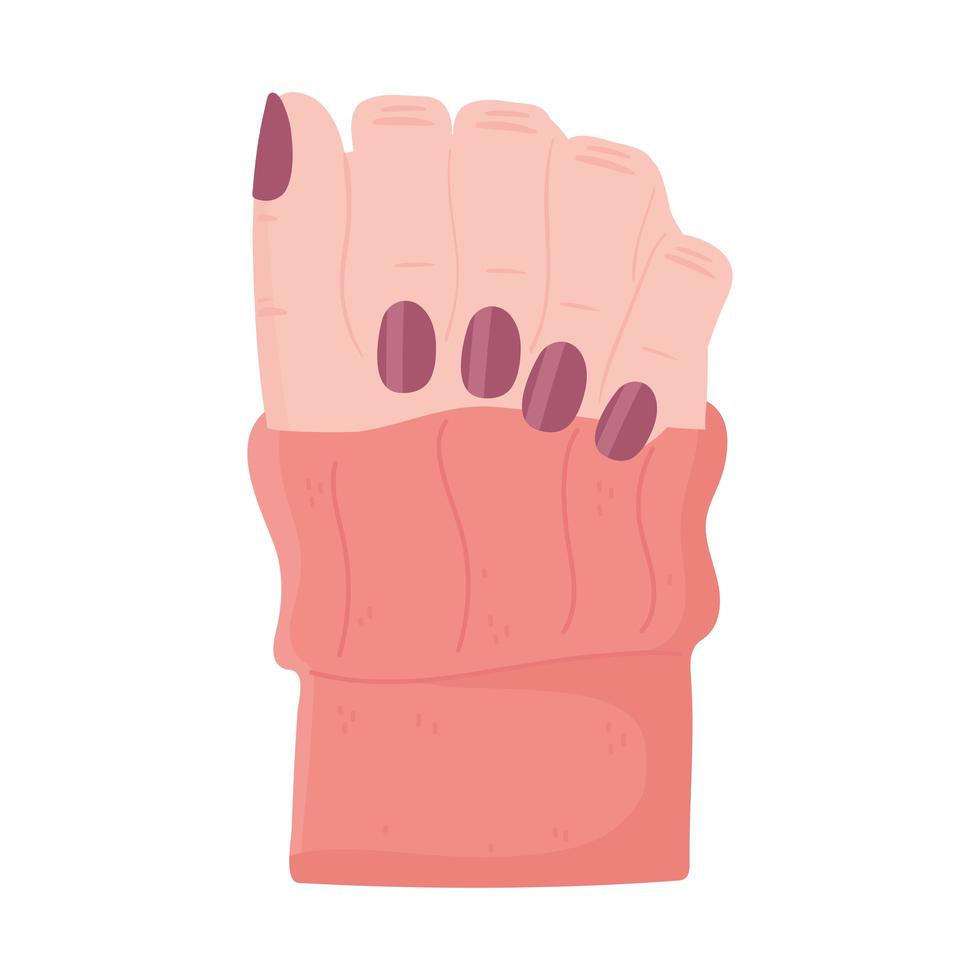 manicure, vrouwelijke hand met gelakte nagels vector
