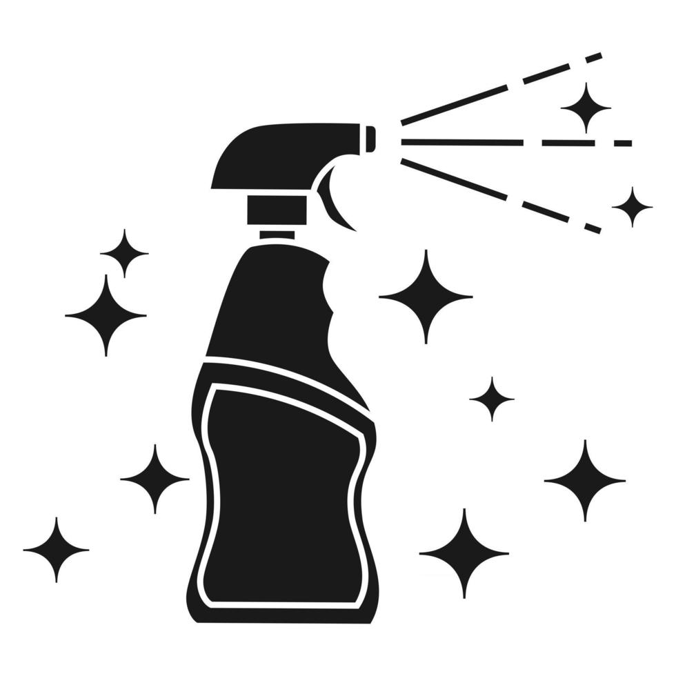 spuitfles. antibacteriële alcoholspray. dispenser voor handreinigingsmiddel. glyph-pictogram. ontsmettingsmiddel om verkoudheid, virus, coronavirus, griep te voorkomen. vector