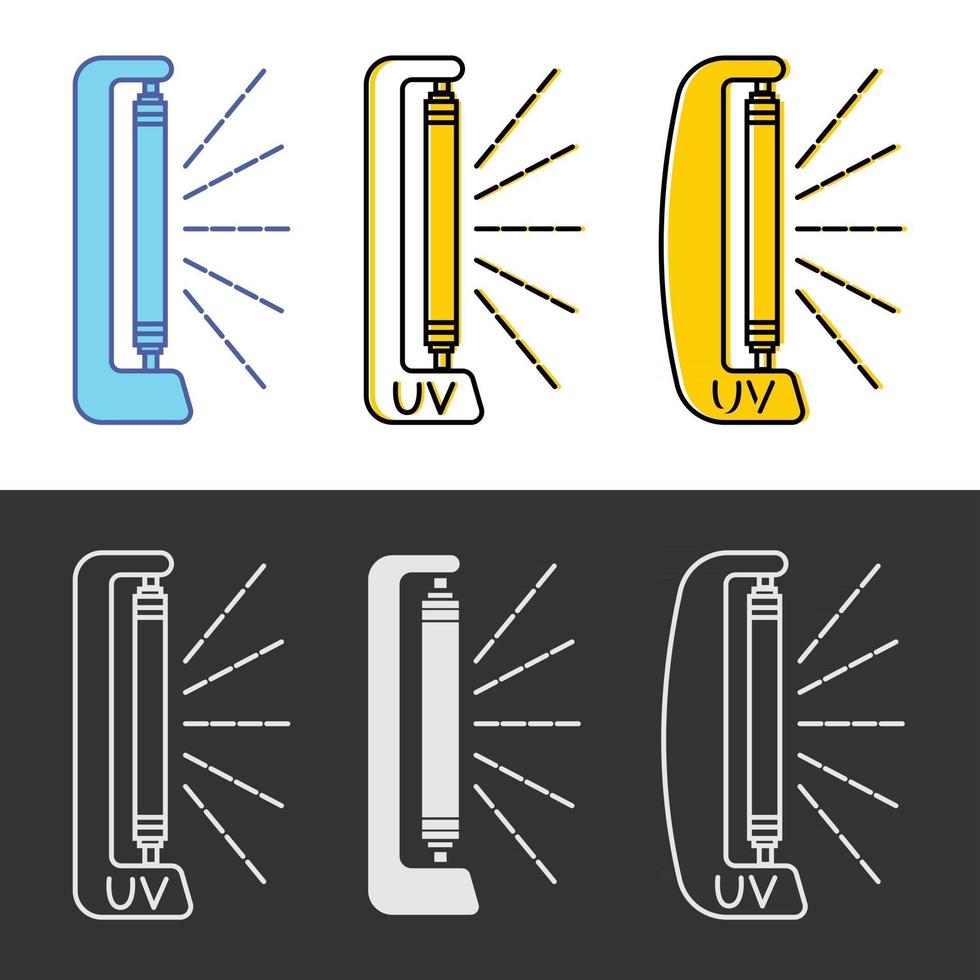 uv licht desinfectie lamp. ultraviolet licht sterilisatie van lucht en van alle oppervlakken. apparaat voor desinfectie van gebouwen. oppervlakte reiniging. bacteriedodend apparaat. vector