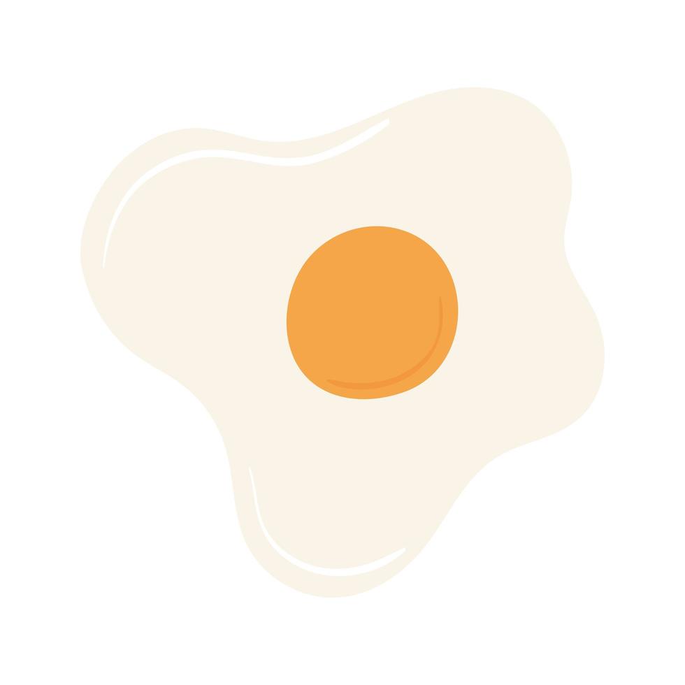 Ontbijt gebakken ei smakelijk heerlijk eten, pictogram plat op witte achtergrond vector