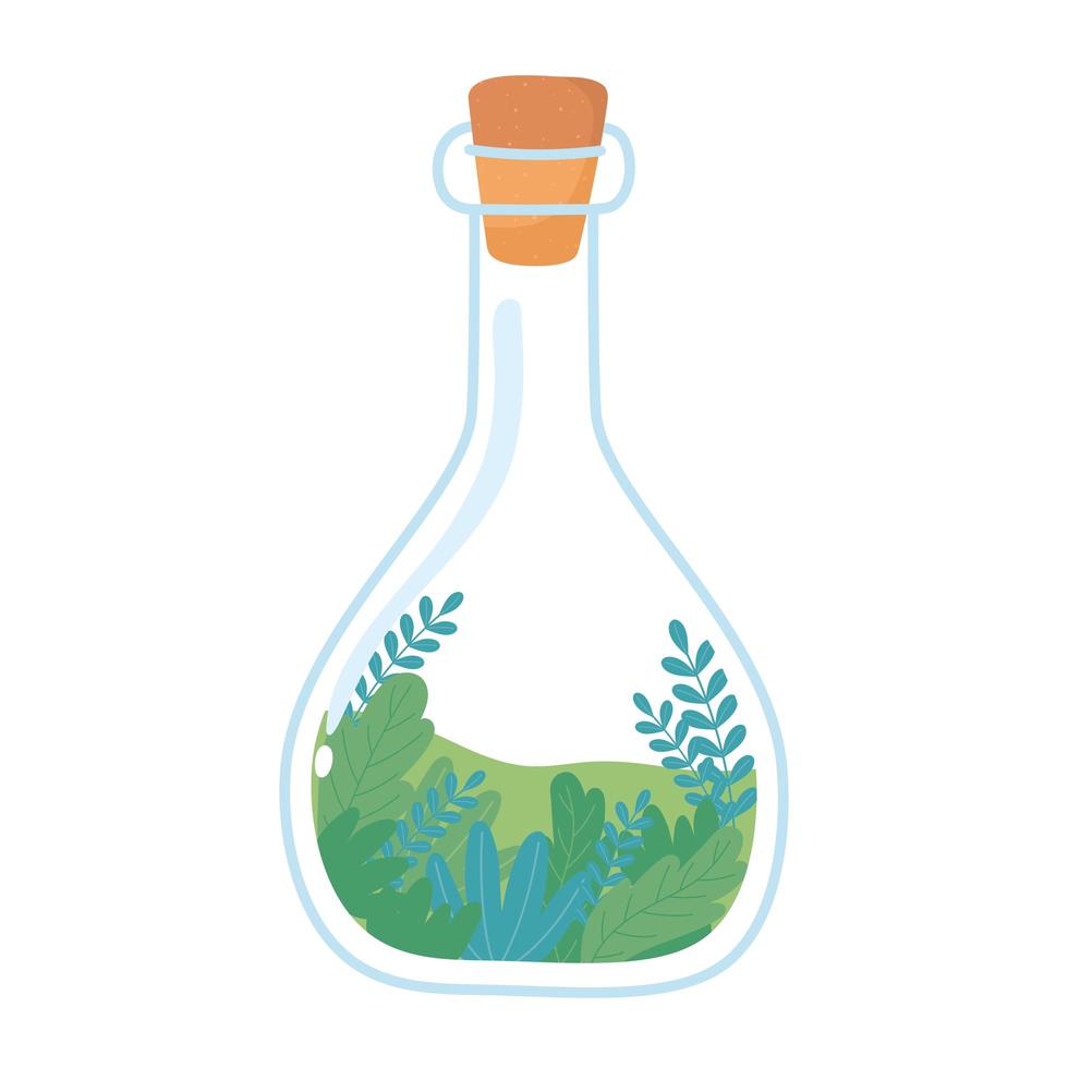 pot terrarium natuur gebladerte vegetatie pictogram witte achtergrond vector