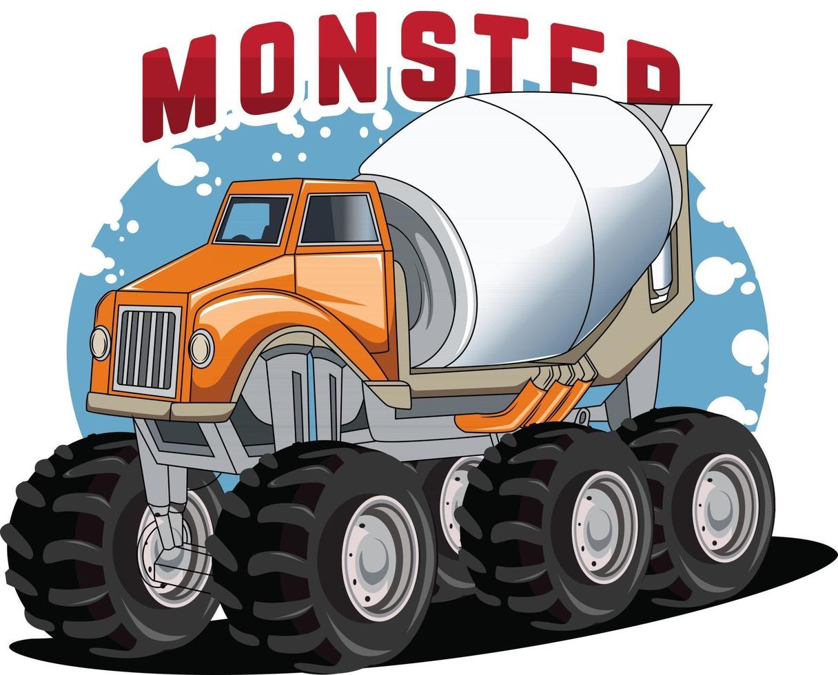 fantasie vrachtwagen monster cement mixer vector