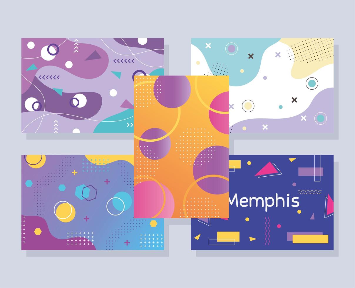 Memphis stijl abstracte creatieve sjablonen banner set, geometrisch ontwerp vector