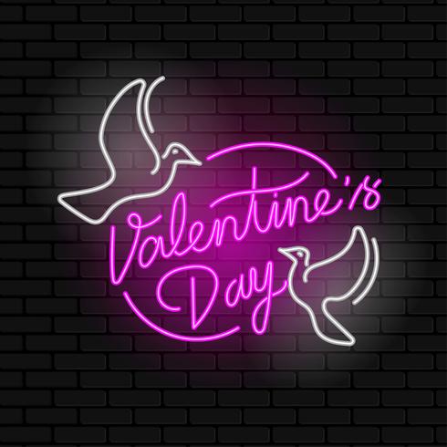 Valentine dag Vintage Neon teken Vector