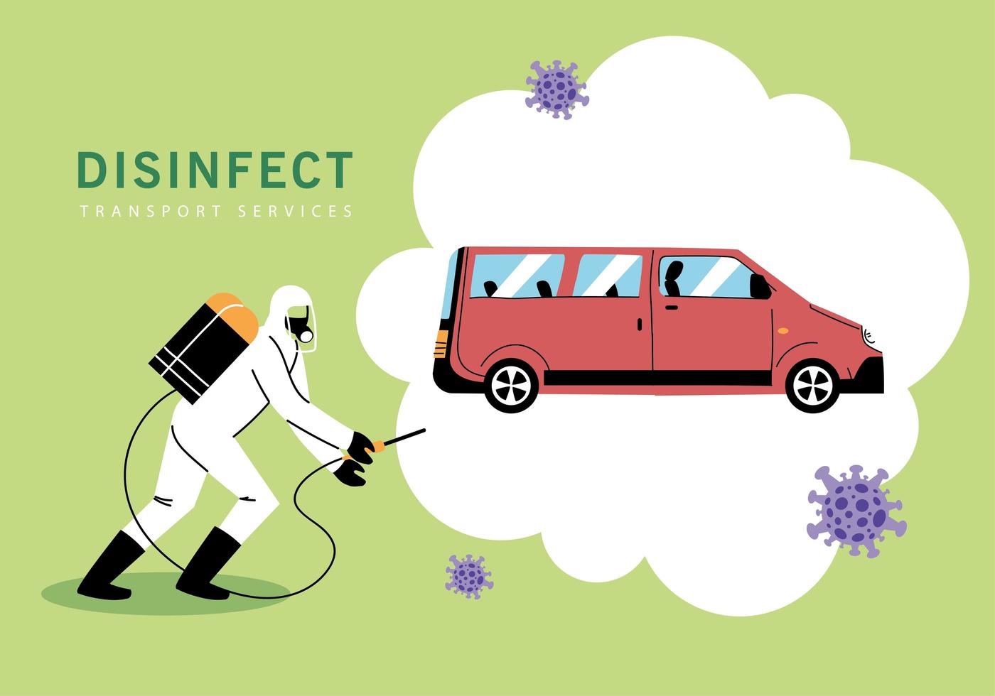 desinfectie van servicewagens door coronavirus of covid 19 vector