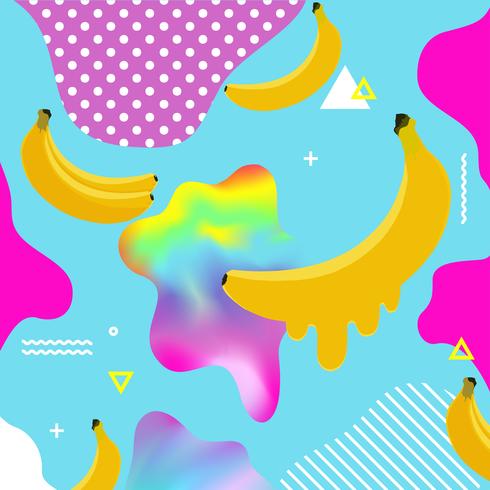Vloeiende veelkleurige achtergrond met bananen vectorillustratie vector