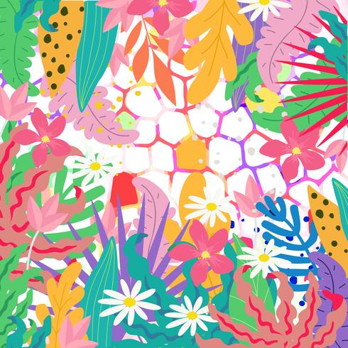 Tropische jungle verlaat achtergrond. Tropisch bloemen posterontwerp vector