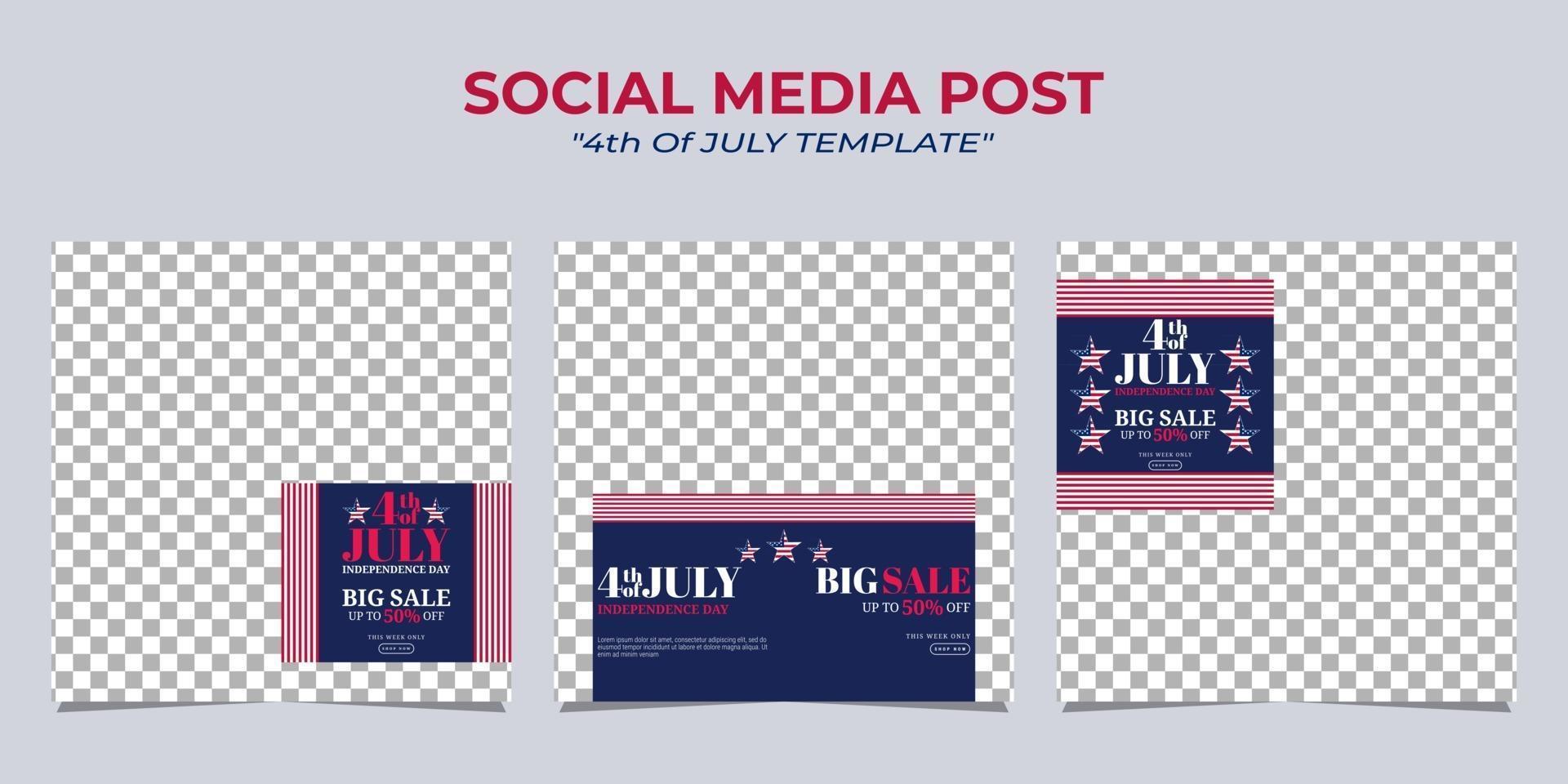 modern social media-postbannersjabloonontwerp voor ons onafhankelijkheidsdagviering vector