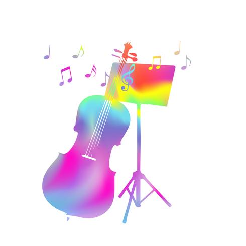 Kleurrijke muziek staan met cello en muziek merkt vectorillustratie vector