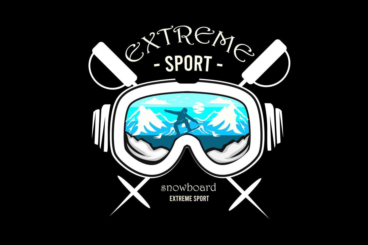 snowboard silhouet ontwerp met retro achtergrond vector