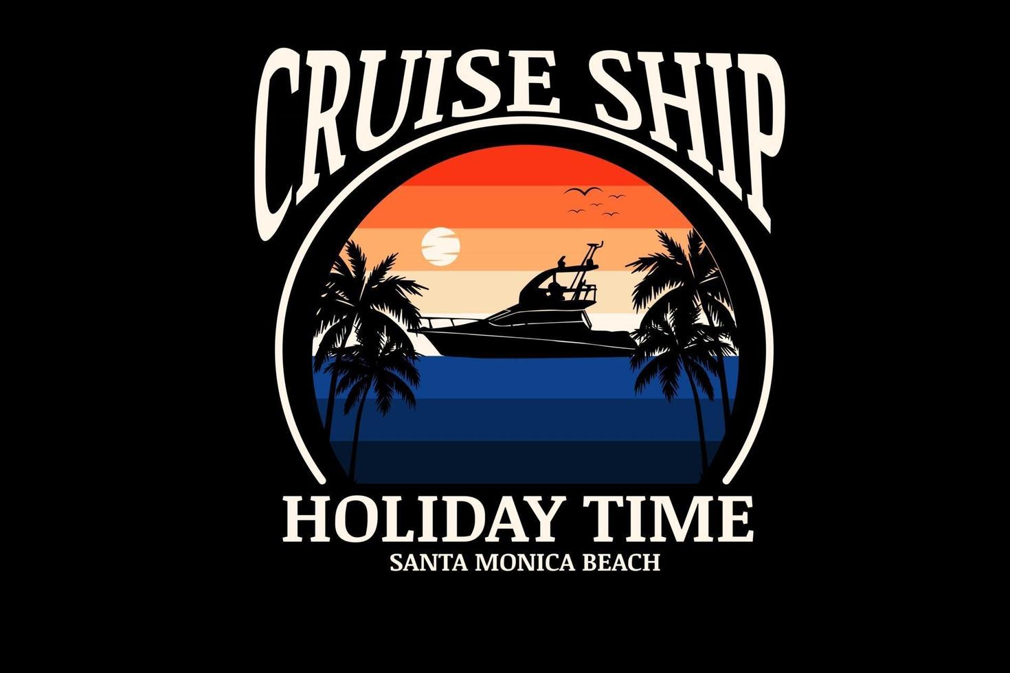 cruiseschip vakantietijd kleur oranje en blauw vector