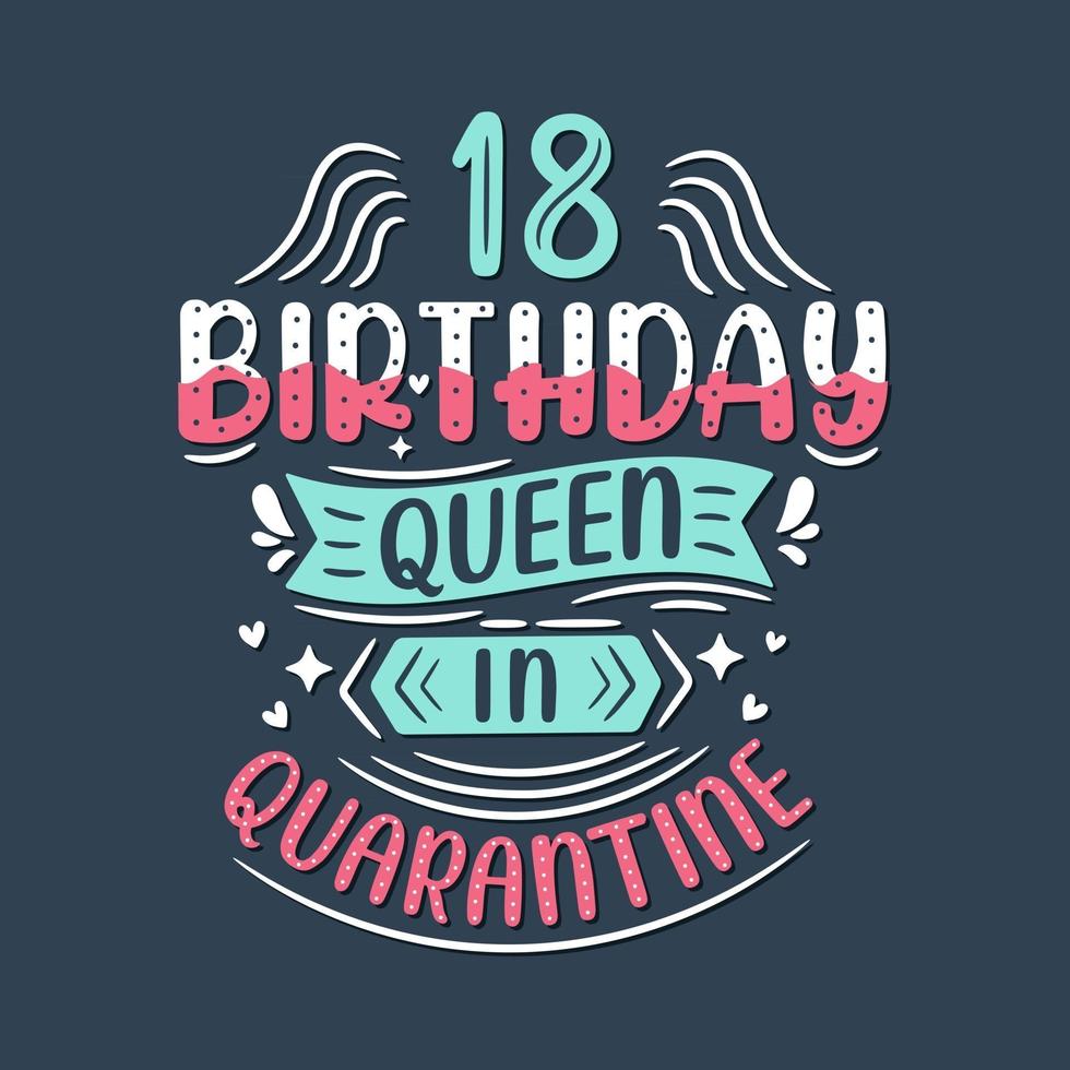 het is mijn 18e verjaardag in quarantaine. 18 jaar verjaardag in quarantaine. vector