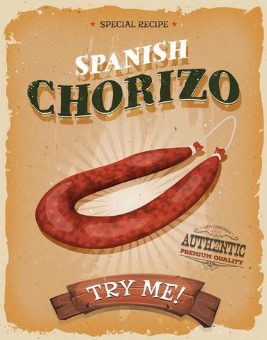 Grunge en vintage Spaanse Chorizo Poster vector
