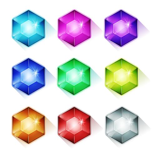 Edelstenen, kristal en diamanten iconen vector