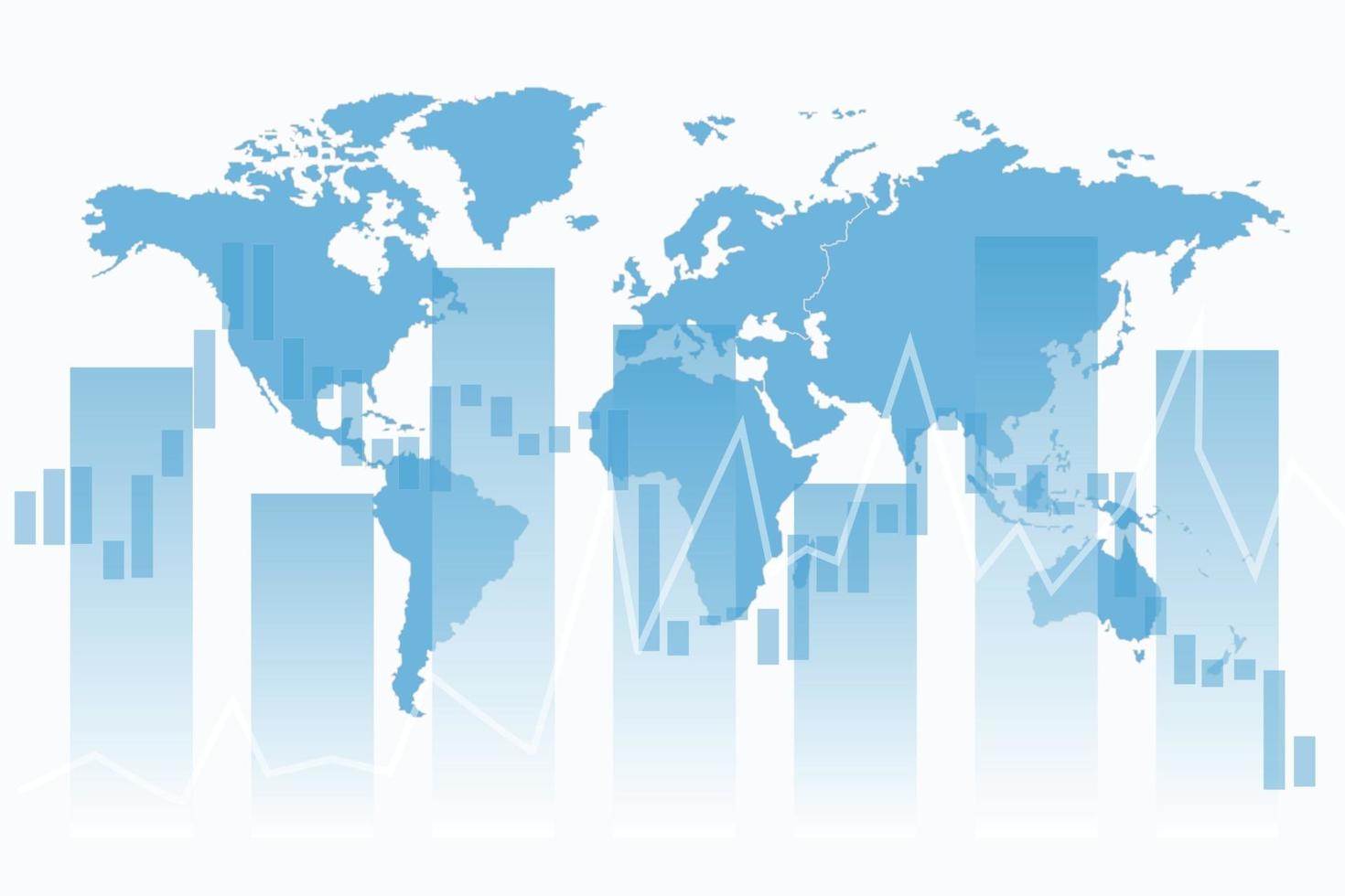 wereldkaart met staafdiagram vector