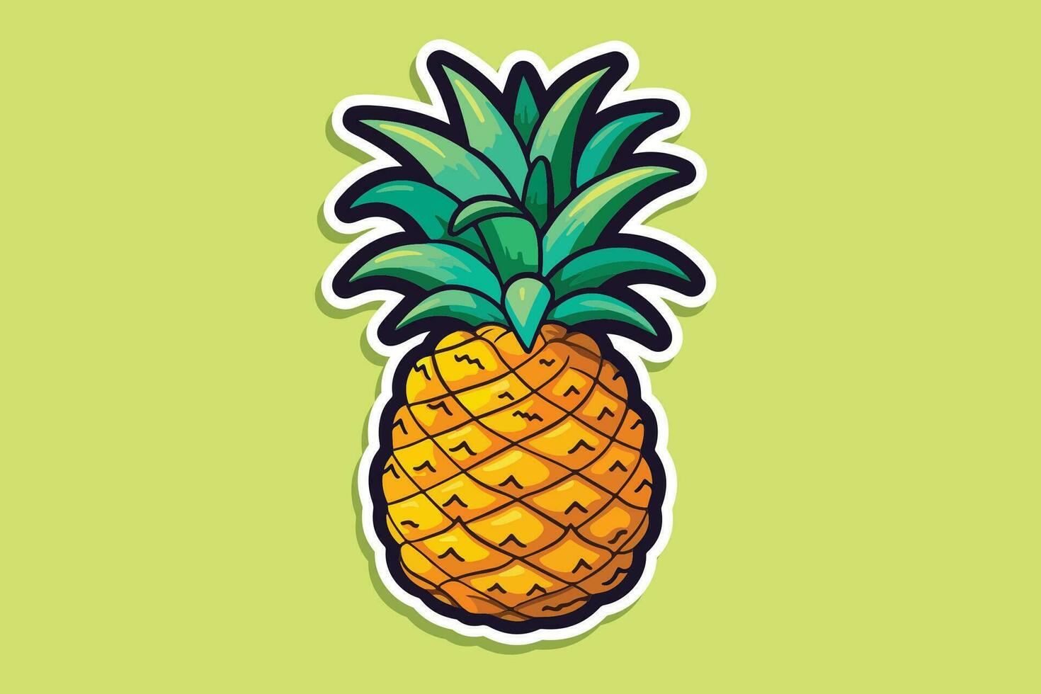 sticker van een ananas Aan een groen achtergrond vector