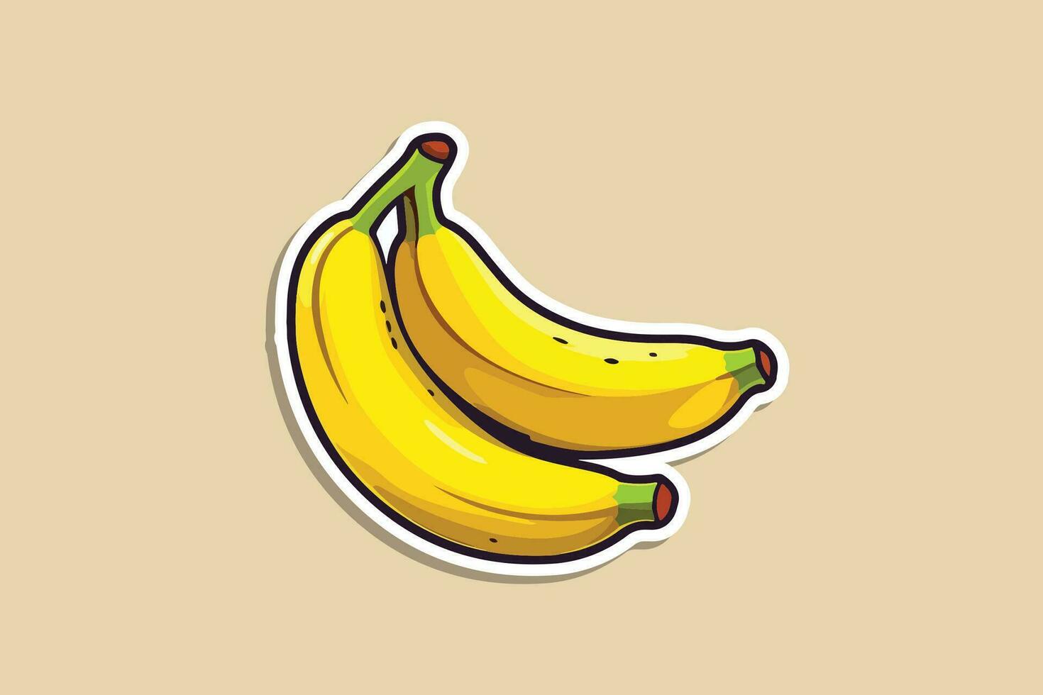 een sticker van twee bananen Aan een beige achtergrond vector