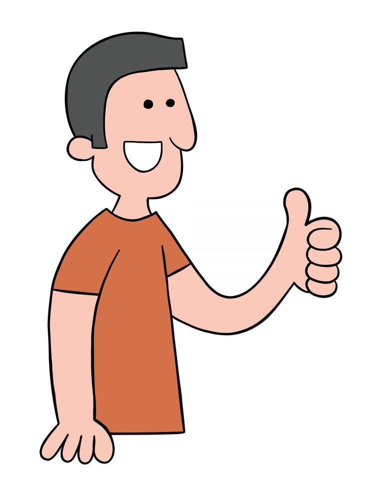 cartoon man geven duimen omhoog vectorillustratie vector