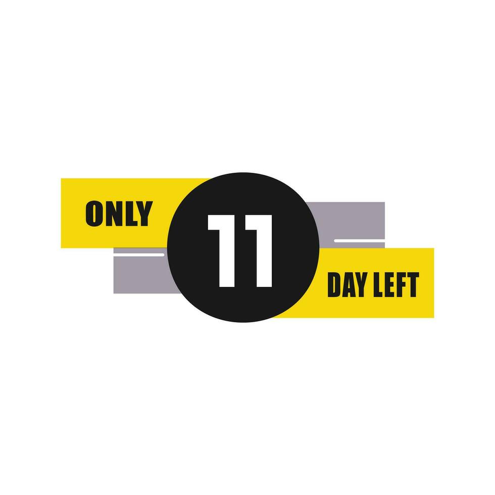 11 dag links countdown kortingen en uitverkoop tijd 11 dag links teken etiket vector illustratie