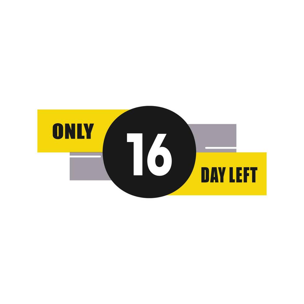 16 dag links countdown kortingen en uitverkoop tijd 16 dag links teken etiket vector illustratie