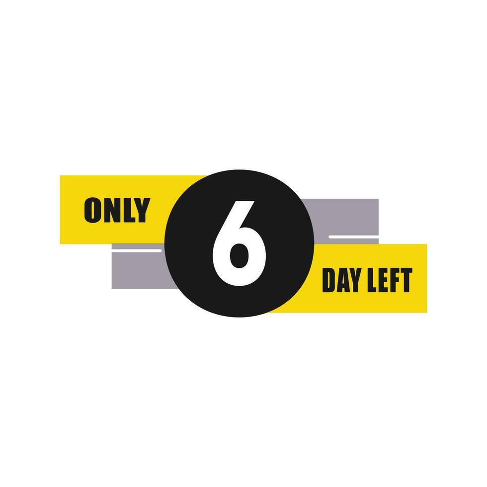 6 dag links countdown kortingen en uitverkoop tijd 6 dag links teken etiket vector illustratie