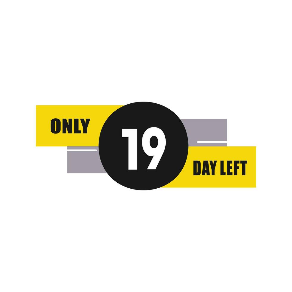 19 dag links countdown kortingen en uitverkoop tijd 19 dag links teken etiket vector illustratie