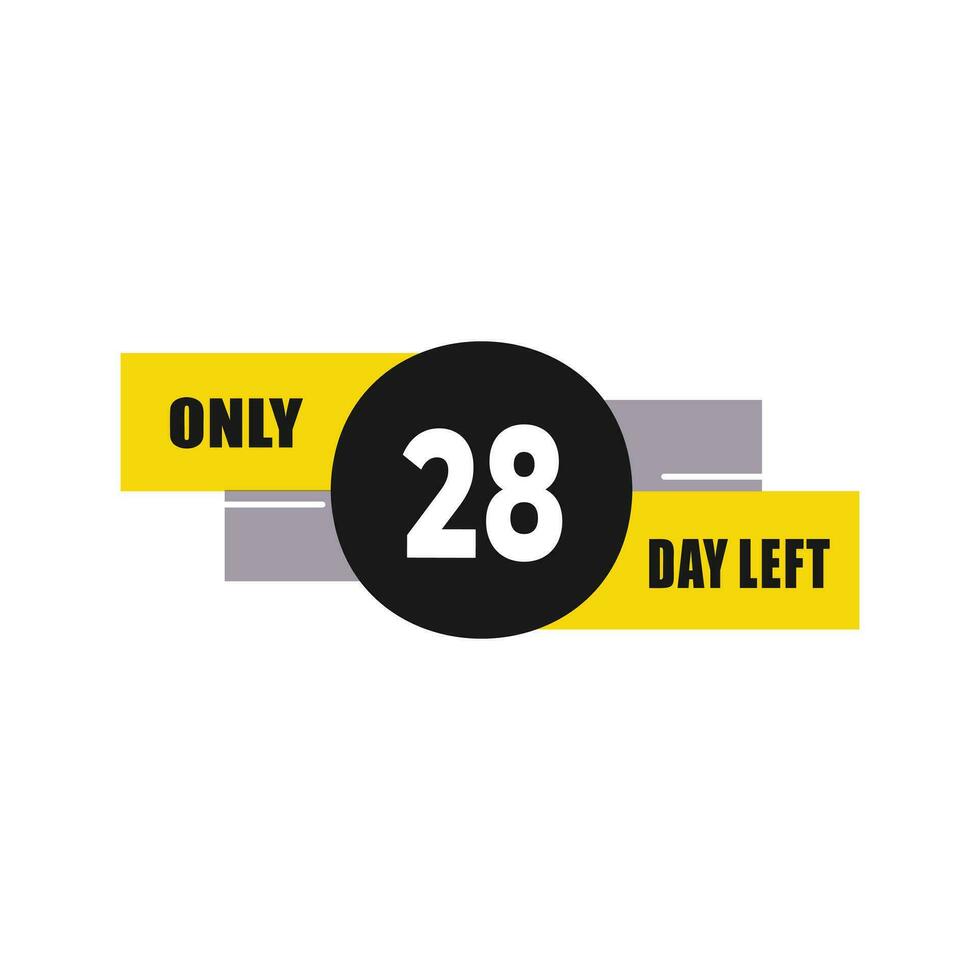 28 dag links countdown kortingen en uitverkoop tijd 28 dag links teken etiket vector illustratie