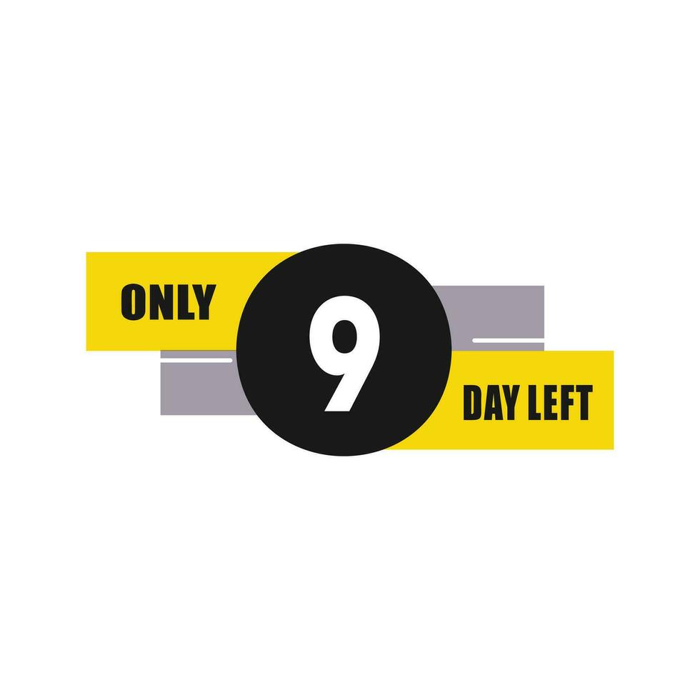 9 dag links countdown kortingen en uitverkoop tijd 9 dag links teken etiket vector illustratie