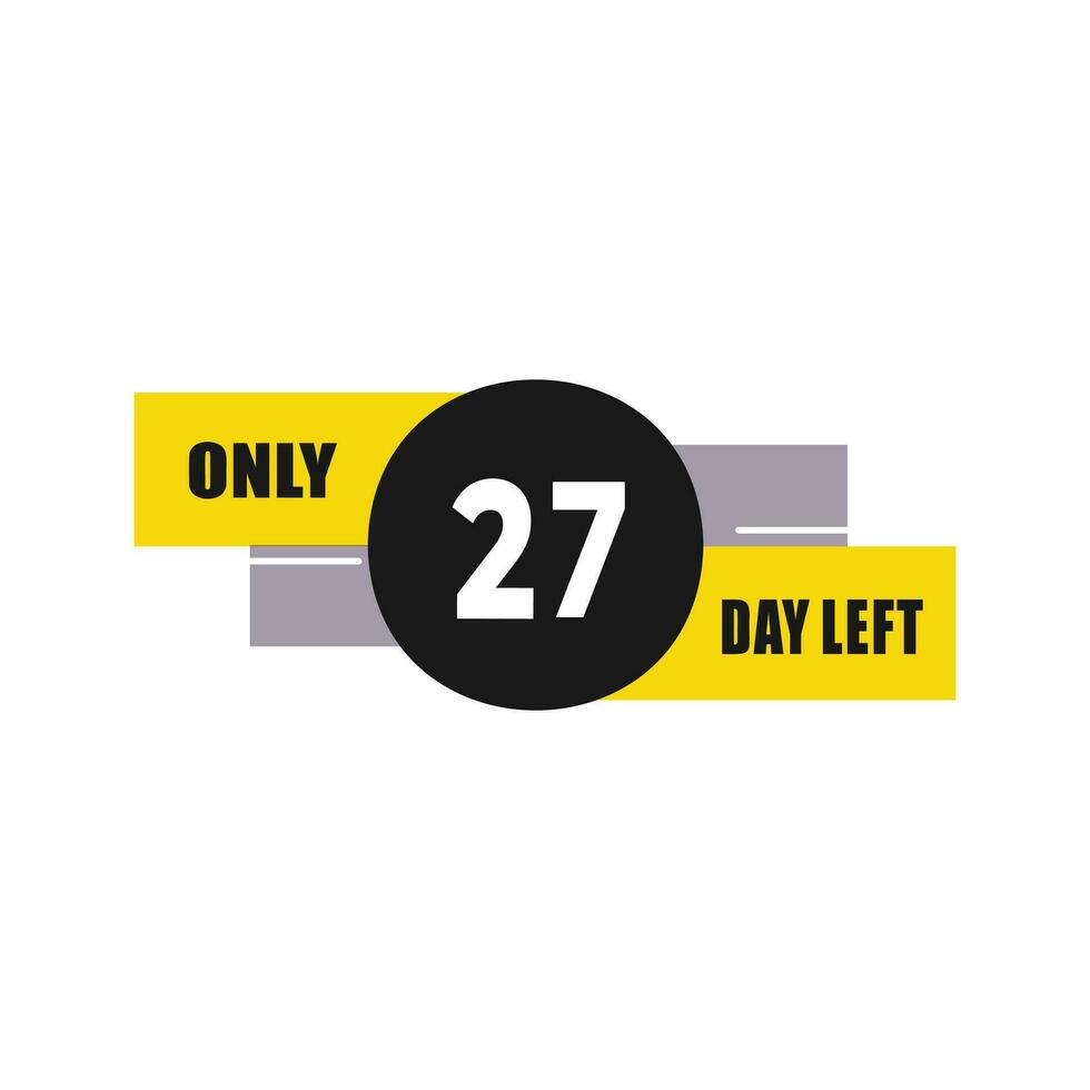 27 dag links countdown kortingen en uitverkoop tijd 27 dag links teken etiket vector illustratie