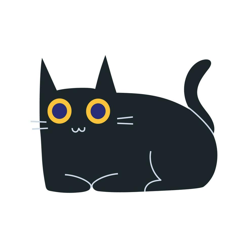 schattig zwart kat, tekenfilm stijl vector