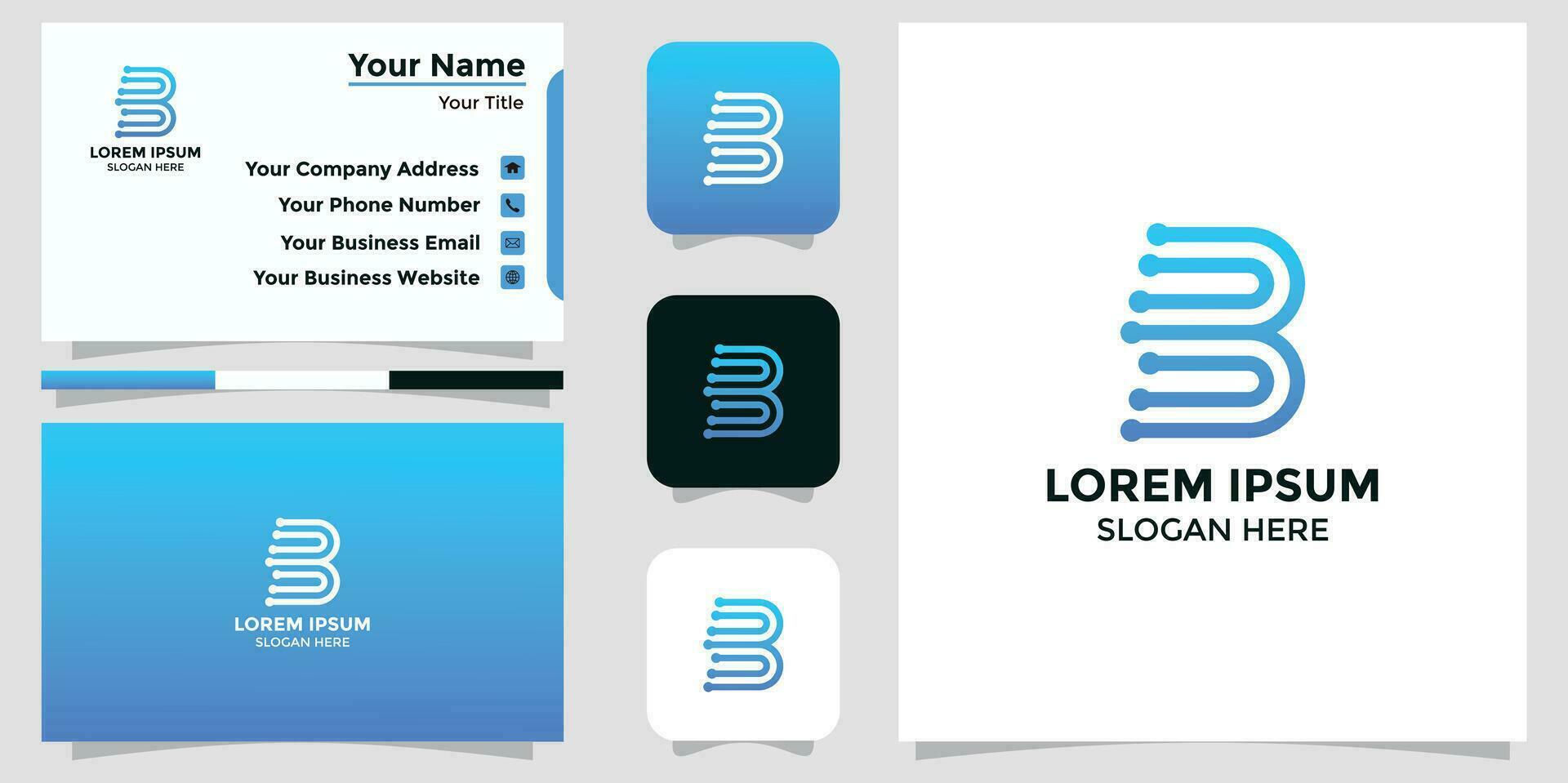 brief b logo ontwerp en bedrijf kaart vector