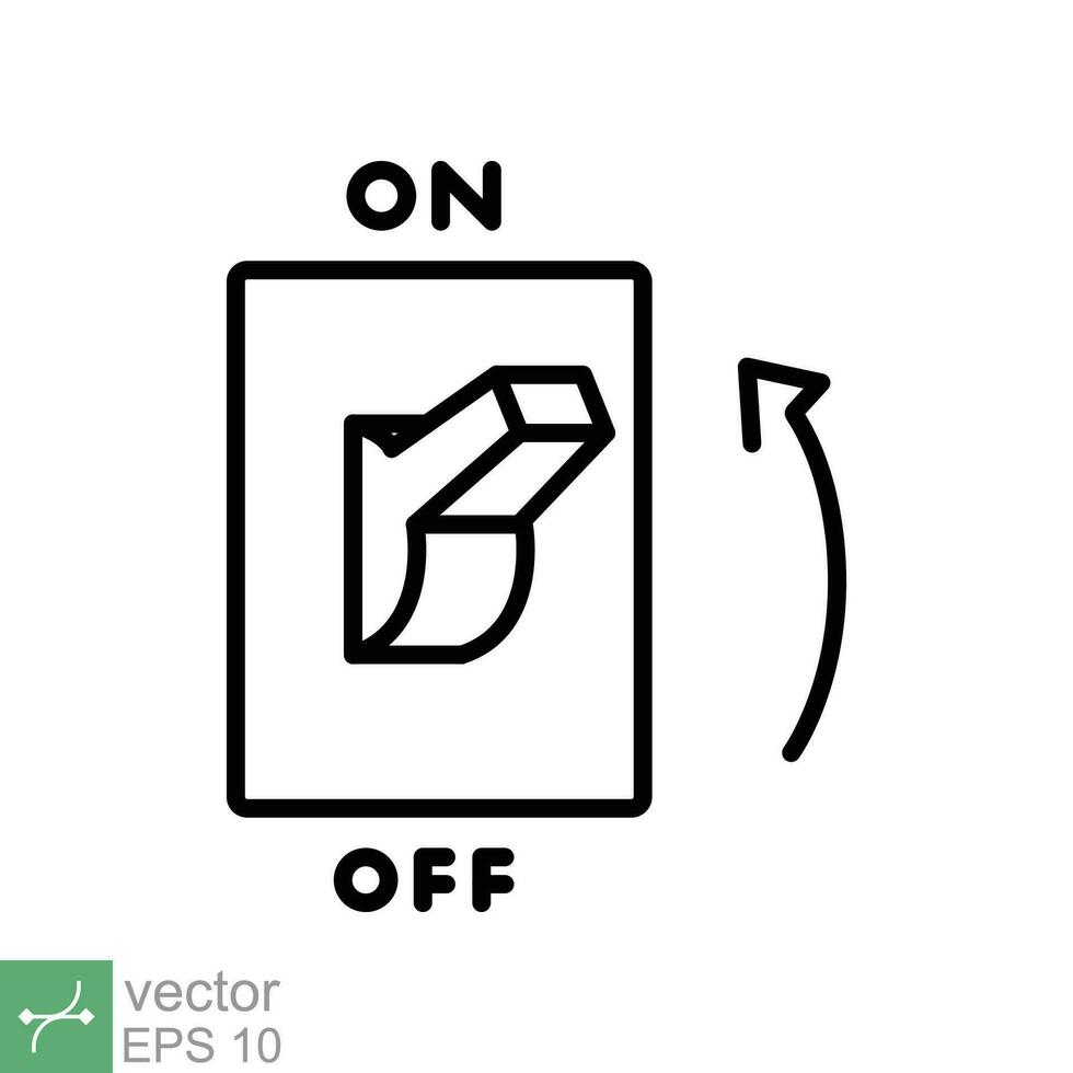 licht Aan, elektrisch schakelaar icoon. gemakkelijk schets stijl. macht beurt Aan knop, wisselen schakelaar Aan positie, beurt Aan, technologie concept. dun lijn vector illustratie geïsoleerd Aan wit achtergrond. eps 10.