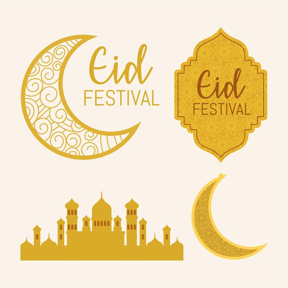 eid festival iconen vector