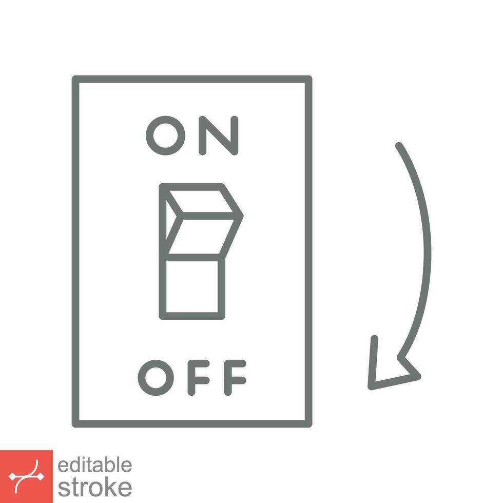 licht uit, elektrisch schakelaar icoon. gemakkelijk schets stijl. macht beurt uit knop, wisselen schakelaar van positie concept. dun lijn vector illustratie geïsoleerd Aan wit achtergrond. bewerkbare beroerte eps 10.