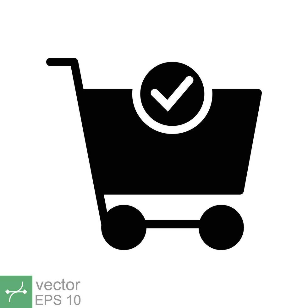 boodschappen doen kar en controleren Mark icoon. gemakkelijk solide stijl voor web en app, technologie, bedrijf concept. trolley symbool geïsoleerd Aan wit achtergrond. glyph vector illustratie. eps 10.