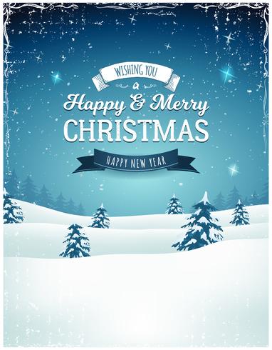 Vintage Christmas landschap achtergrond vector