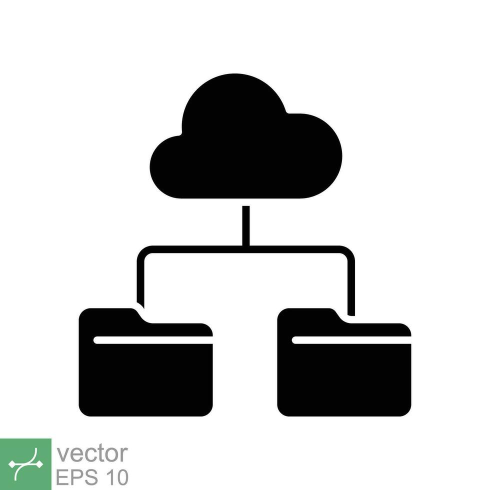 wolk opslagruimte icoon. gemakkelijk solide stijl. digitaal het dossier organisatie onderhoud, uploaden, computer back-up, technologie concept. glyph vector illustratie geïsoleerd Aan wit achtergrond. eps 10.