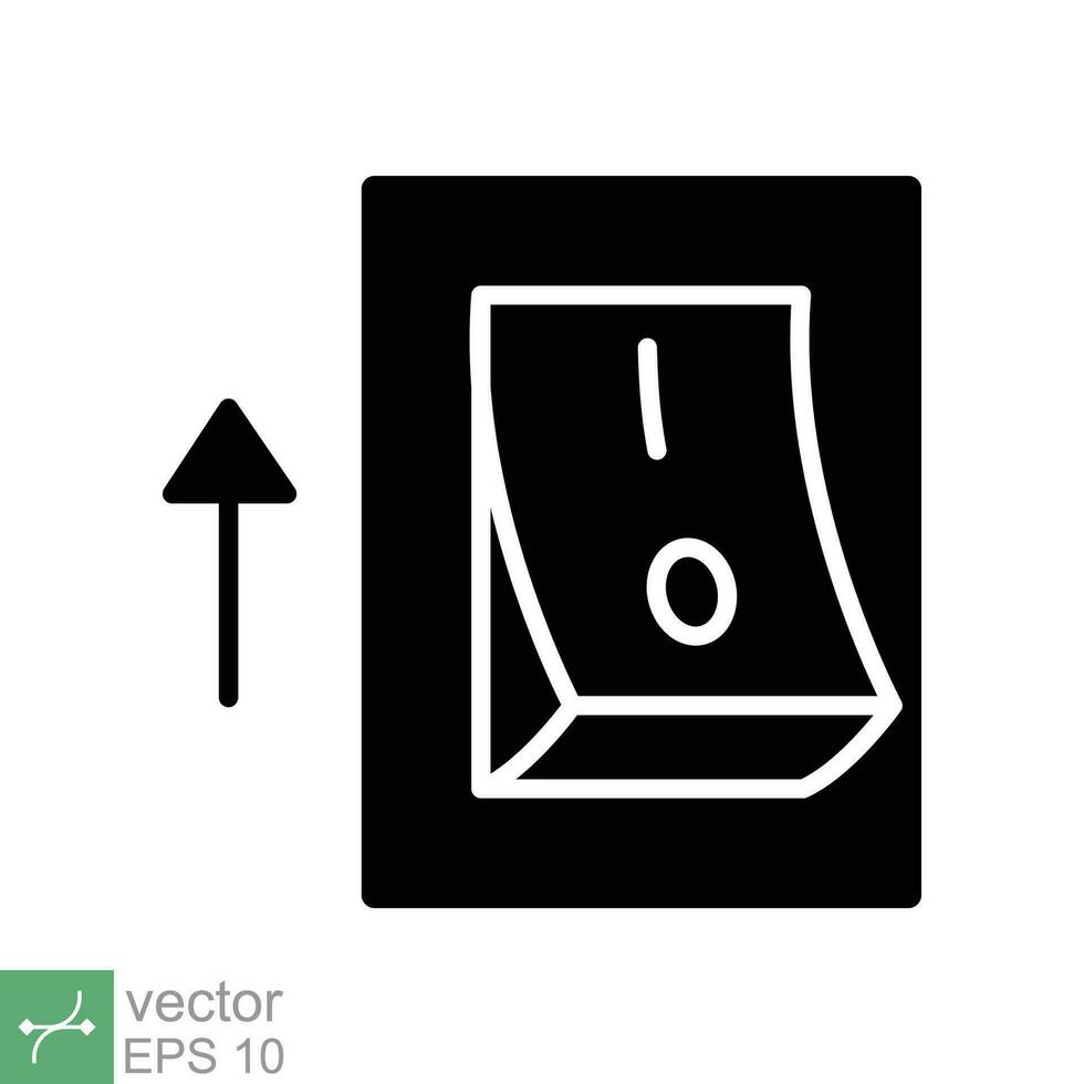 licht Aan, elektrisch schakelaar icoon. gemakkelijk solide stijl. macht beurt Aan knop, wisselen schakelaar Aan positie, beurt Aan, technologie concept. glyph vector illustratie geïsoleerd Aan wit achtergrond. eps 10.