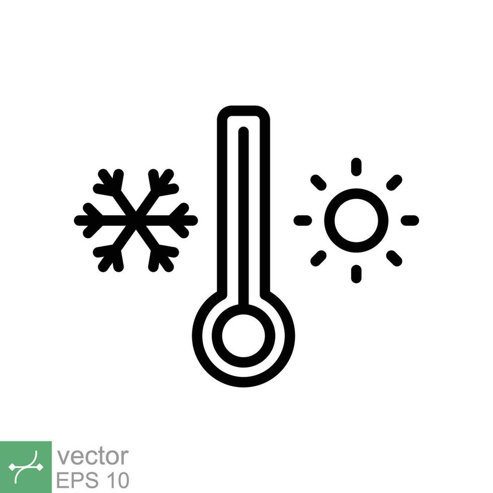 weer temperatuur thermometer icoon. schets stijl teken voor web en app. thermometer met verkoudheid en heet symbool. dun lijn vector illustratie geïsoleerd Aan wit achtergrond. eps 10.