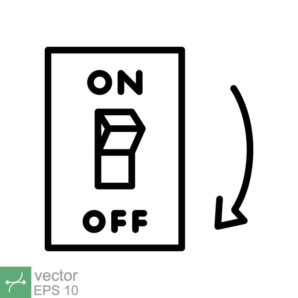 licht uit, elektrisch schakelaar icoon. gemakkelijk schets stijl. macht beurt uit knop, wisselen schakelaar van positie concept voor web en app. dun lijn vector illustratie geïsoleerd Aan wit achtergrond. eps 10.