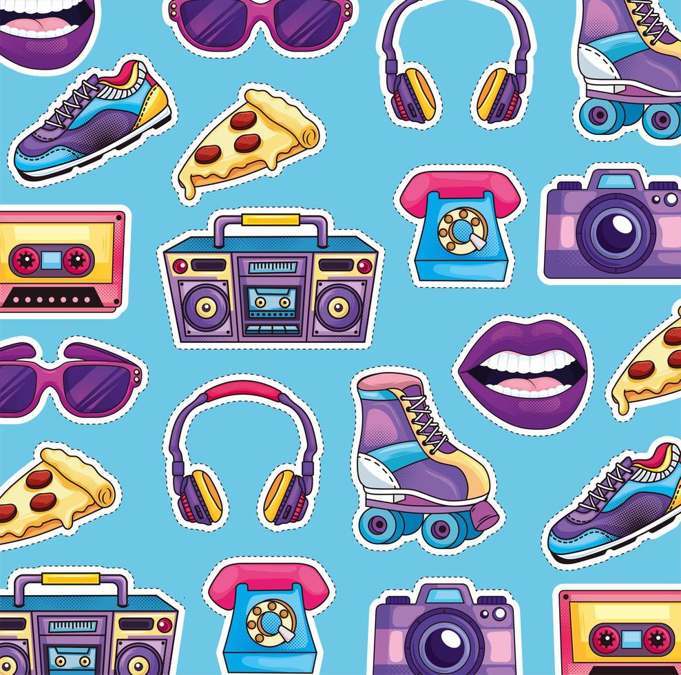 patroon met retro-patches vector