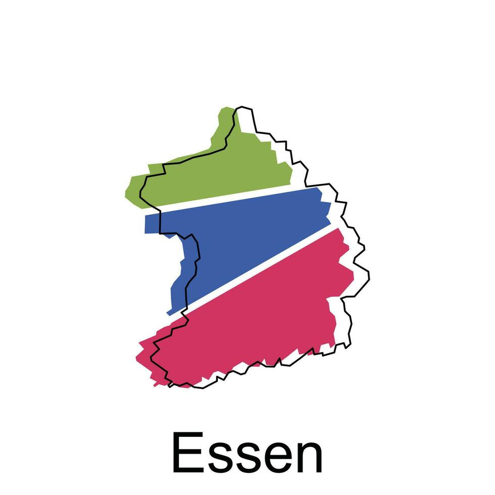 essen stad van Duitse kaart vector illustratie, vector sjabloon met schets grafisch schetsen stijl geïsoleerd Aan wit achtergrond