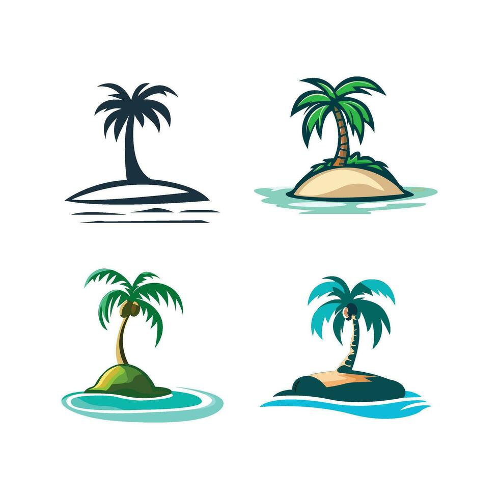 reeks van vier palm pictogrammen geïsoleerd Aan wit achtergrond vector