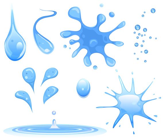 Waterdruppels en spatten Set vector