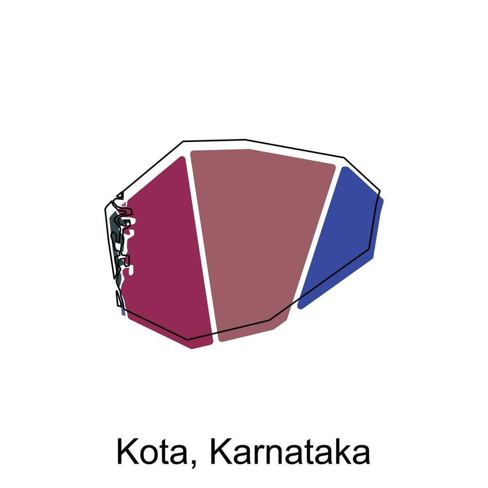 kaart van kota, karnataka stad modern gemakkelijk geometrisch, illustratie vector ontwerp sjabloon