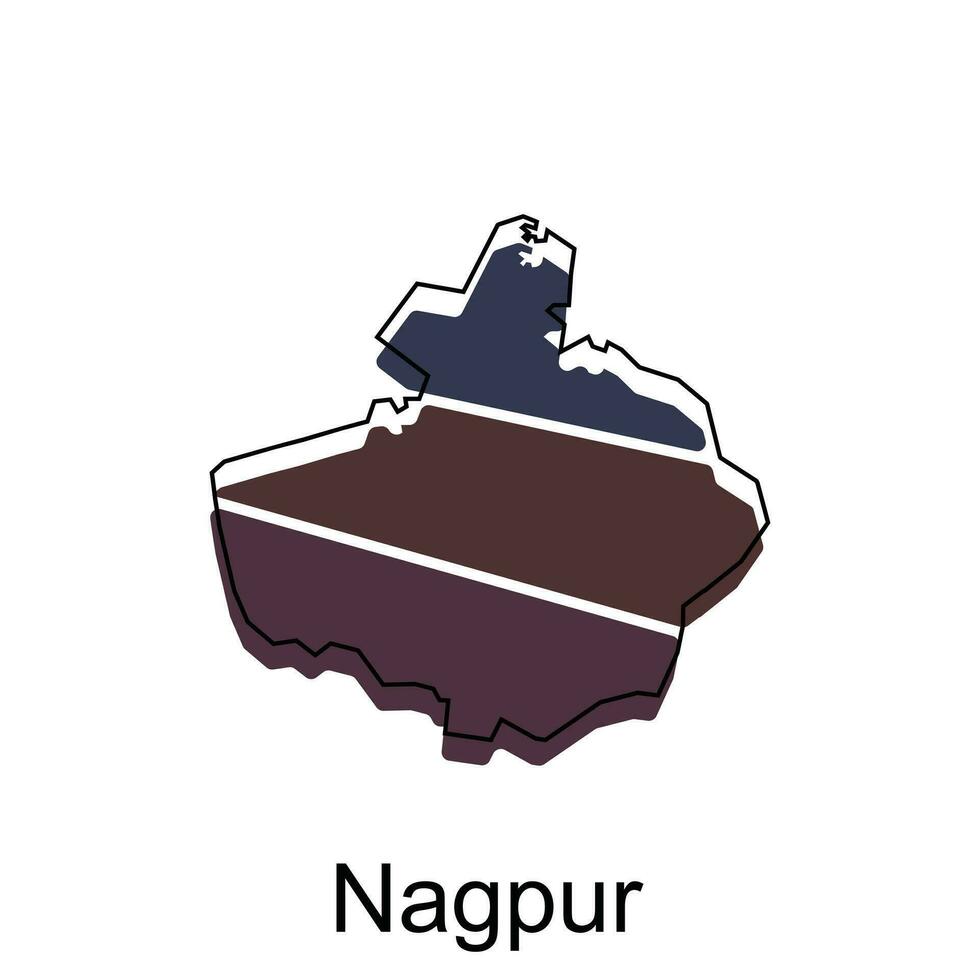 kaart van nagpur stad modern schets, hoog gedetailleerd illustratie vector ontwerp sjabloon