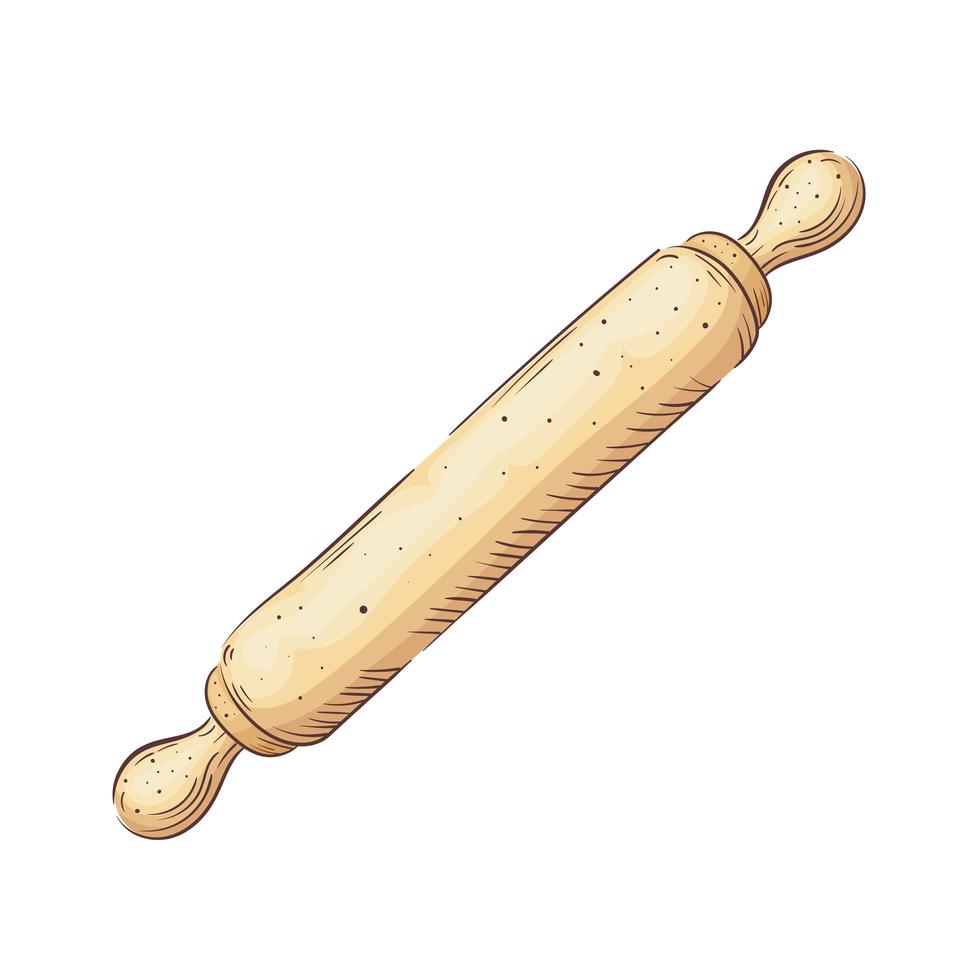 rol houten gereedschap geïsoleerd pictogram vector