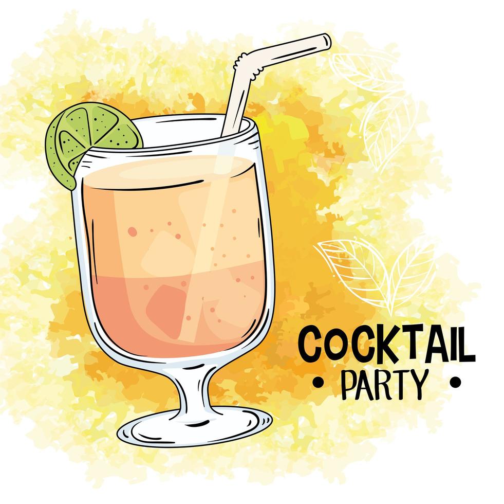 cocktail en belettering vector